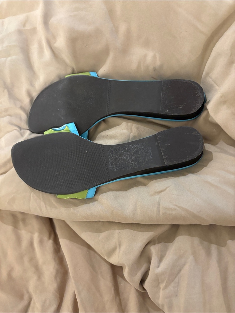 Talbots slide Sandals in Blue and Lime Green - Women's Casual Slides - Picture 2 of 3